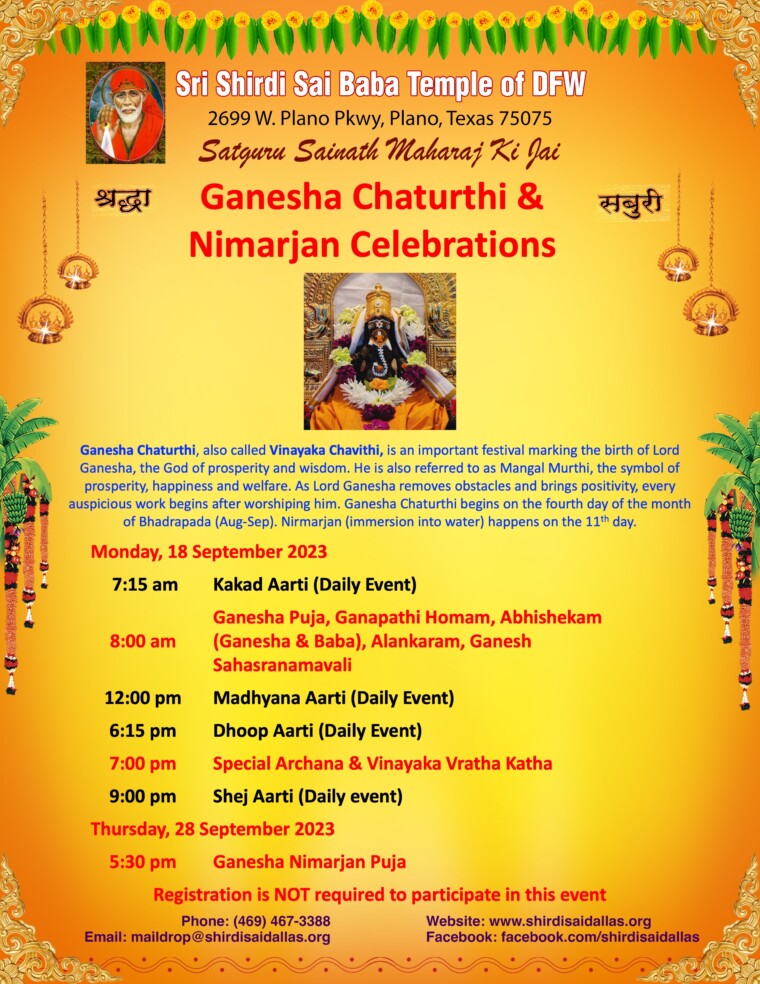 Events for January 2024 Sri Shirdi Sai Baba Temple of DFW